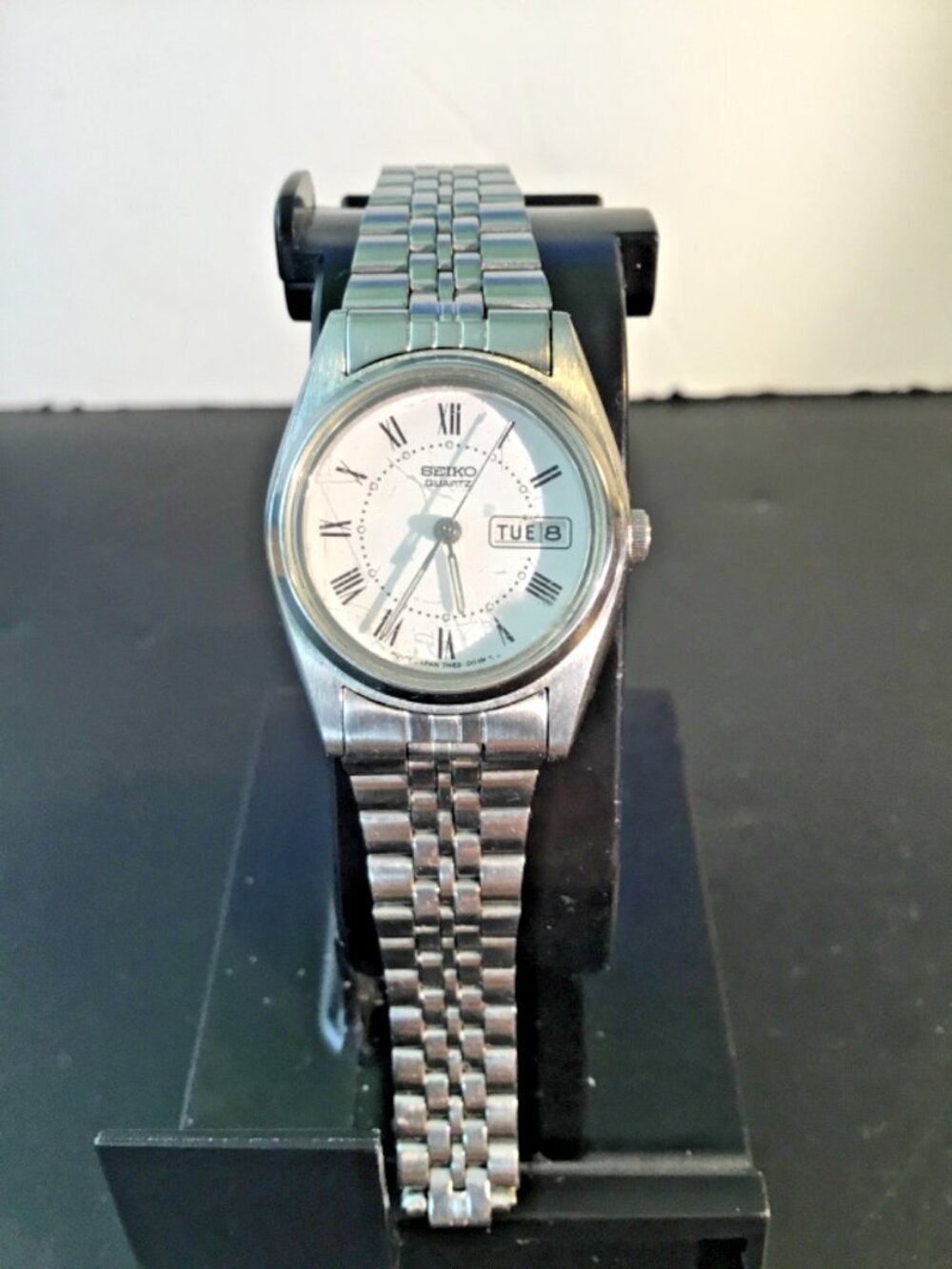 Seiko Watch Women 25mm White Dial Silver  Day/date 7n83-0011  New Battery